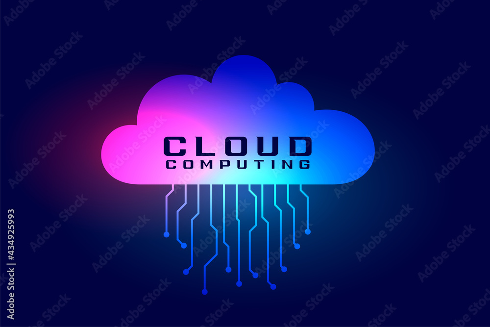 Wall mural cloud computing background with tech lines - Wall murals