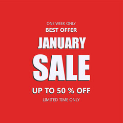 Banner Sale Red January 50% Off