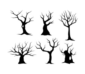 trees on white background