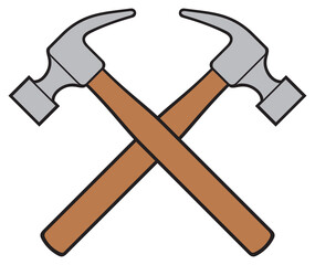 Crossed hammers vector illustration icon