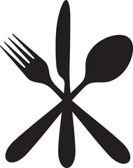 crossed knife, fork and spoon