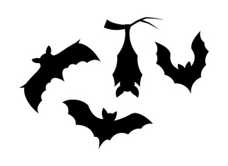 Fototapeta premium Silhouette elements of bats on white background