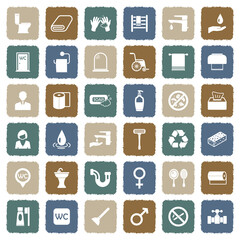 Toilet And WC Icons. Grunge Color Flat Design. Vector Illustration.