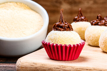 Brigadeiro. Traditional Brazilian chocolate candy