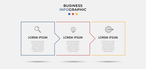 Infographics thin line design business template with 3 options or steps, Can be used for process diagram, presentations, workflow layout, banner, flow chart, info graph