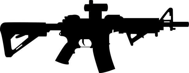 Silhouette of an assault rifle.
