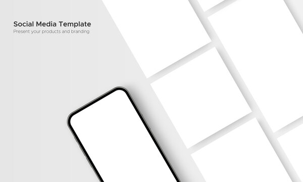 Phone Mockup with Blank Social Media Posts Template. Present Your Products and Branding. Vector Illustration