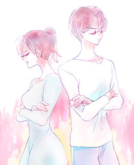 喧嘩する男女　炎