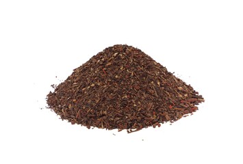 Close up of Assam tea on white background.