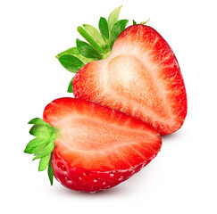 Halfs of strawberry isolated on white background  