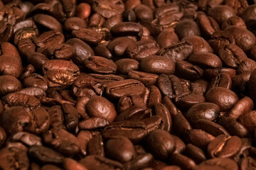 Close-up of roasted coffee beans