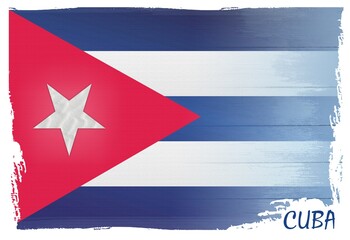 national flag of Cuba on wooden background