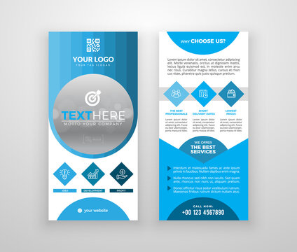 Double-sided DL flyer design. Brochure or flyer template. Layout with modern elements and photo space.