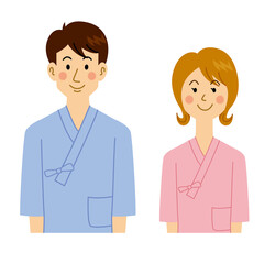 入院着を着る男女