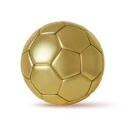 Soccer ball gold 3D realistic isolated on white background. vector