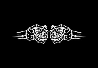 White black color of line art fist hand
