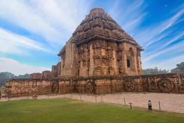 Fototapeta na wymiar General view of the ancient Konark Sun Temple in Odisha, India