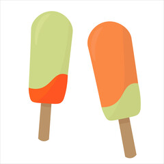 Ice lollies collection - frozen popsicles - isolated vector illustration on white background