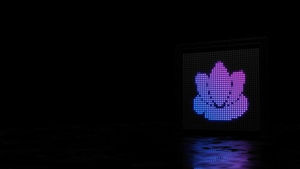 3d rendering of light shaped as symbol of water lilly on black background