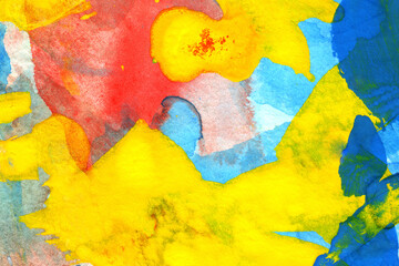 水彩テクスチャ背景(カラフル) シンプルな赤青黄の水彩画像