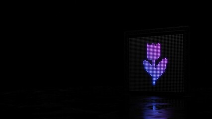 3d rendering of light shaped as symbol of tulip on black background
