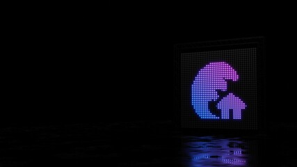 3d rendering of light shaped as symbol of tsunami on black background