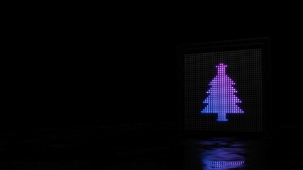 3d rendering of light shaped as symbol of Christmas tree on black background