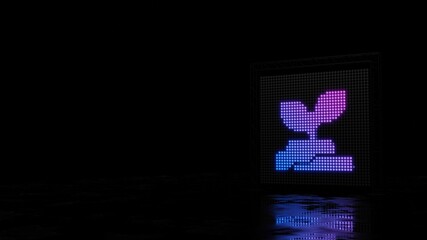 3d rendering of light shaped as symbol of plant in soil on black background