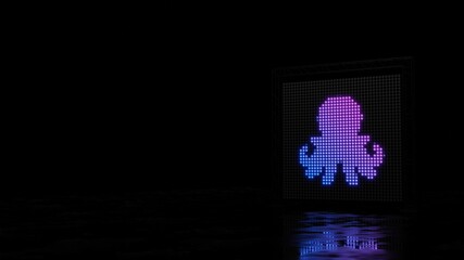 3d rendering of light shaped as symbol of octopus on black background