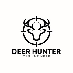 Deer Hunting modern vector logo design 
