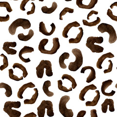 Leopard spots watercolor seamless pattern. Template for decorating designs and illustrations.