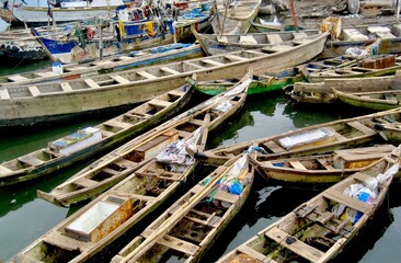 Traditional African Fishing Boats In Elmina, Ghana