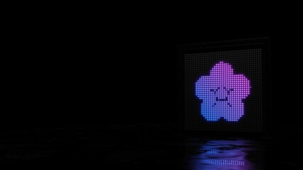 3d rendering of light shaped as symbol of flower on black background