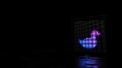 3d rendering of light shaped as symbol of duck on black background
