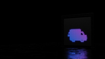 3d rendering of light shaped as symbol of delivery van on black background