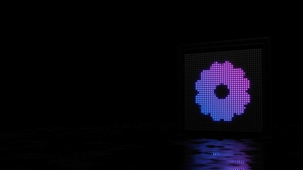 3d rendering of light shaped as symbol of daisy flower on black background