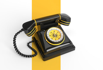 3D Render Concept of Old Telephone 3D art Design illustration.