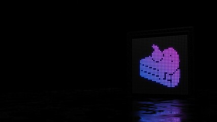 3d rendering of light shaped as symbol of cake on black background