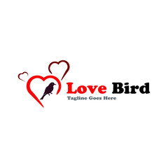 Silhouettes cute birds in love, vector ilustration, bird love logo icon set.