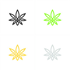 Luxury Cannabis or Marijuana Leaf in the frame for Icon and Logos Concept black silver gold and green