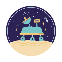 Space mars rover robot vechile. Hand drawn kids style vector illustration. Science, space explorer, technology, spaceship concept. © Polina Tomtosova