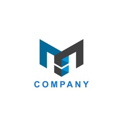 logo design creative letter M and 3D