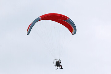 Paramotor pilot flying wing	
