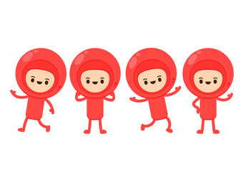 Red blood cell character design. Red blood cell vector. Red blood cell mascot vector.