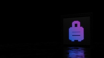 3d rendering of light shaped as symbol of suitcase rolling on black background
