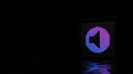 3d rendering of light shaped as symbol of speaker on black background