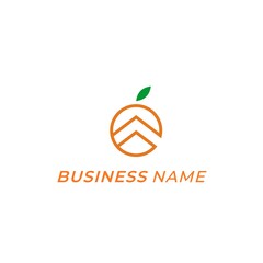 design logo combine orange juice and home
