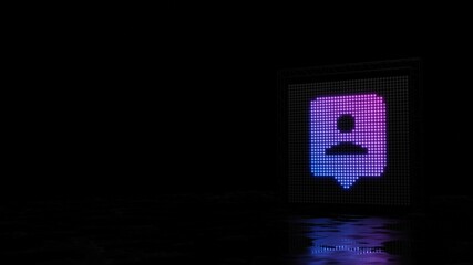 3d rendering of light shaped as symbol of pin on black background