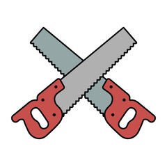 hand saw, crossed, vector illustration 