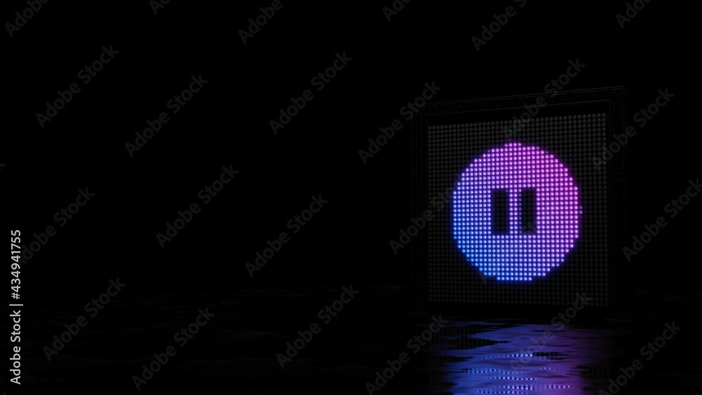 Wall mural 3d rendering of light shaped as symbol of pause circle on black background